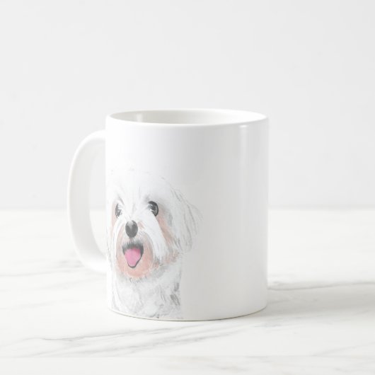 マルチーズ白犬かわいいマグカップ コーヒーマグカップ (正面左)