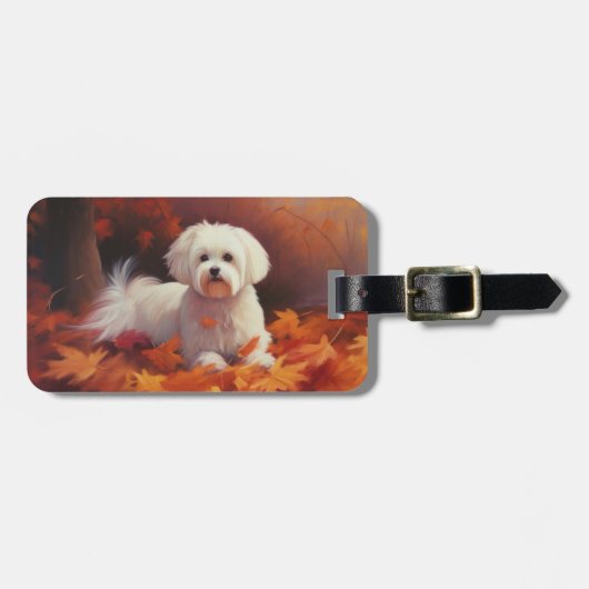 マルチーズ紅葉秋インスパイア ラゲッジタグ (正面横)