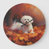 マルチーズ紅葉秋インスパイア ラージ壁時計 (正面)