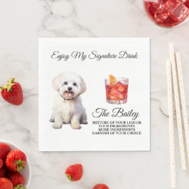 マルチーズ結婚の飲み物 スタンダードランチョンナプキン