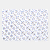 マルチーズ絵を描ズブルーボウかわいいオリジナルドッグアート ラッピングペーパーシート (正面2)