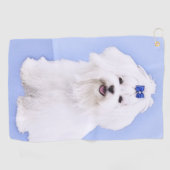 マルチーズ絵画ズ – かわいいオリジナルドッグアート ゴルフタオル (横)