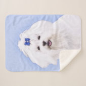 マルチーズ絵画ズ – かわいいオリジナルドッグアート シェルパブランケット (正面(横))