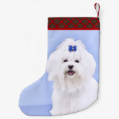 マルチーズ絵画ズ – かわいいオリジナルドッグアート スモールクリスマスストッキング (裏面)