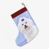 マルチーズ絵画ズ – かわいいオリジナルドッグアート スモールクリスマスストッキング (裏面 (吊り時))