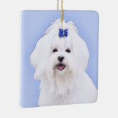 マルチーズ絵画ズ – かわいいオリジナルドッグアート セラミックオーナメント (右)