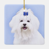 マルチーズ絵画ズ – かわいいオリジナルドッグアート セラミックオーナメント (裏面)