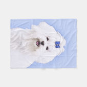 マルチーズ絵画ズ-かわいいオリジナルドッグアート フリースブランケット (正面(横))