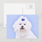 マルチーズ絵画ズ – かわいいオリジナルドッグアート ポストカード (正面/裏面)