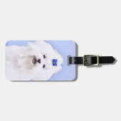 マルチーズ絵画ズ – かわいいオリジナルドッグアート ラゲッジタグ (正面横)