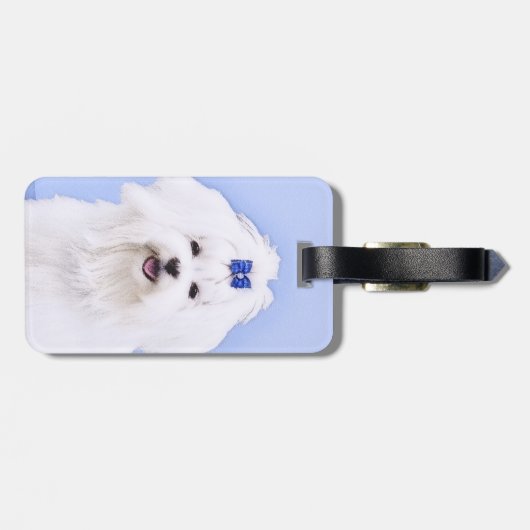 マルチーズ絵画ズ – かわいいオリジナルドッグアート ラゲッジタグ (裏面横)