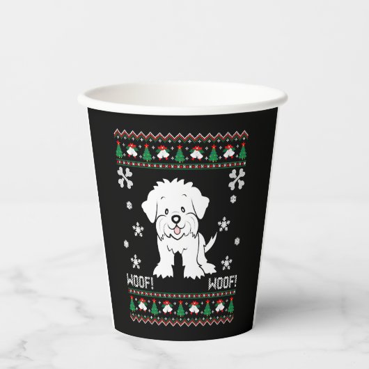 マルチーズ醜いクリスマスセーター 紙コップ (正面)
