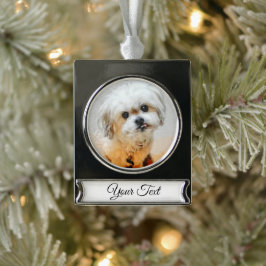 マルチーズ+シースー ミックス犬 クリスマス バナー オーナメント シルバー