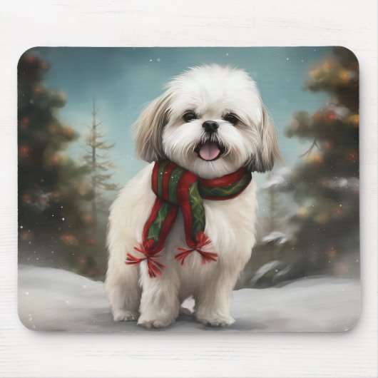 マルチーズ＋ツー＋犬＋雪＋クリスマス マウスパッド (正面)