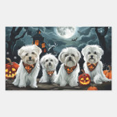 マルチーズ ハロウィン スプーキー 長方形シール (正面)