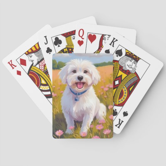 マルチーズ | 犬 花畑 絵画 トランプ (裏面)