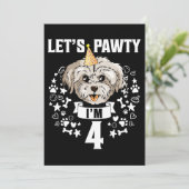 マルチーズ 犬 4歳 マルチーズの4歳の誕生日 招待状 (スタンド正面)