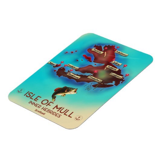 マルチ島のインナー・ヘブリデス・スコットランドヴィンテージの地図。 マグネット (左側)