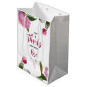 マルチ フローラル ブライダル シャワー ラブ & サンクス ミディアムペーパーバッグ (正面アングル)