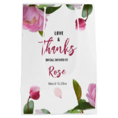 マルチ フローラル ブライダル シャワー ラブ & サンクス ミディアムペーパーバッグ (裏面)