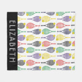 マルチ|ホワイトテニス名まパーソナライズされたたはモノグラム フリースブランケット (正面(横))