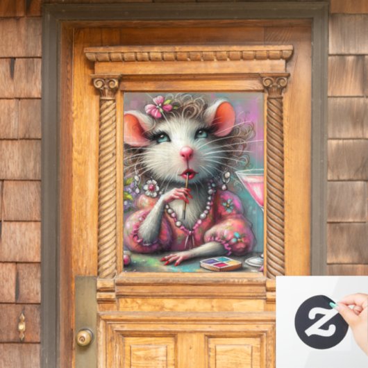 マルテかわいらしニを熟考しているネズミの女性 ウィンドウサイン (ホームデコレーション)