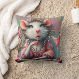 マルテかわいらしニを熟考しているネズミの女性 クッション