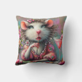 マルテかわいらしニを熟考しているネズミの女性 クッション (裏面)