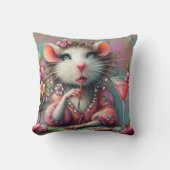 マルテかわいらしニを熟考しているネズミの女性 クッション (正面)