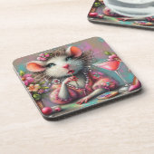 マルテかわいらしニを熟考しているネズミの女性 コースター (左側)