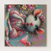 マルテかわいらしニを熟考しているネズミの女性 ジグソーパズル (横)