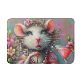 マルテかわいらしニを熟考しているネズミの女性 バスマット