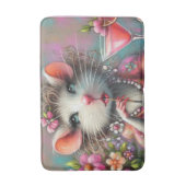 マルテかわいらしニを熟考しているネズミの女性 バスマット (正面縦)