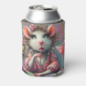 マルテかわいらしニを熟考しているネズミの女性 缶クーラー (缶裏面)