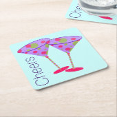 マルティカラフルニグラスパーティー紙コースター スクエアペーパーコースター (アングル)