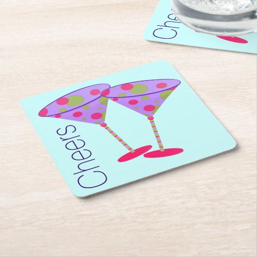 マルティカラフルニグラスパーティー紙コースター スクエアペーパーコースター (アングル)