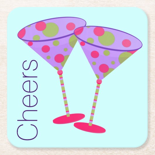 マルティカラフルニグラスパーティー紙コースター スクエアペーパーコースター (正面)
