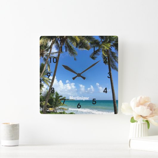 マルティカリブのニーク島(ラベル付き) スクエア壁時計 (ホーム)