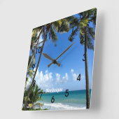 マルティカリブのニーク島(ラベル付き) スクエア壁時計 (傾斜)