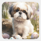 マルティチドッグとイースターエッグホリデー スクエアシール (正面)