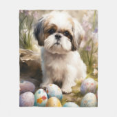 マルティチドッグとイースターエッグホリデー フリースブランケット (正面)