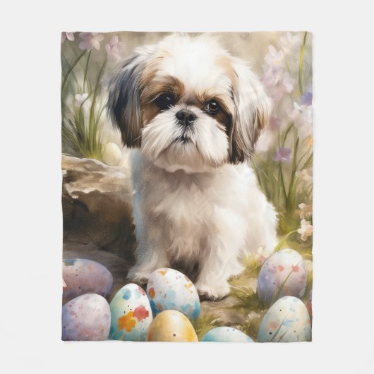 マルティチドッグとイースターエッグホリデー フリースブランケット (正面)