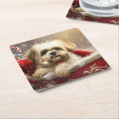 マルティツドッグクリスマスフェスティバル スクエアペーパーコースター (アングル)