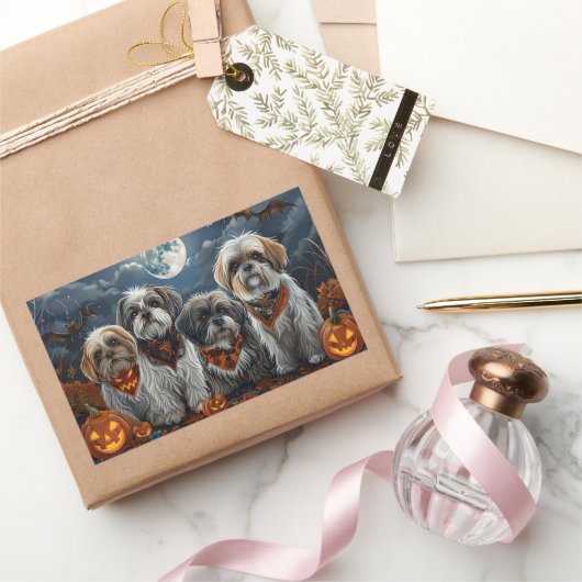 マルティツハロウィン不気味 長方形シール (ギフト)