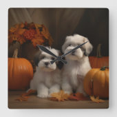 マルティツパピー秋デライトカボチャ スクエア壁時計 (正面)