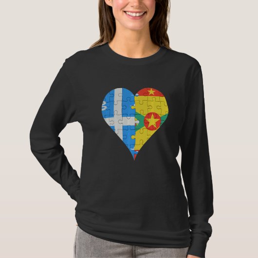 マルティニウズグレナダン国旗のハート Tシャツ (正面)
