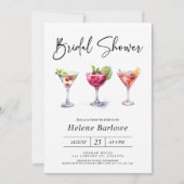 マルティニカクテルウォーターカラーモダンブライダルシャワー 招待状 (正面)