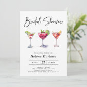 マルティニカクテルウォーターカラーモダンブライダルシャワー 招待状 (スタンド正面)