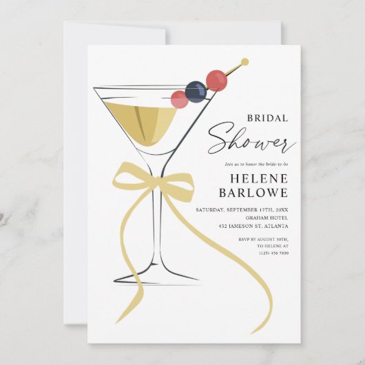 マルティニカクテルボウモダンエレガントブライダルシャワー 招待状 (正面)