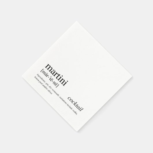 マルティニカクテルモダン引用文ブラックタイポグラフィ スタンダードカクテルナプキン (角)